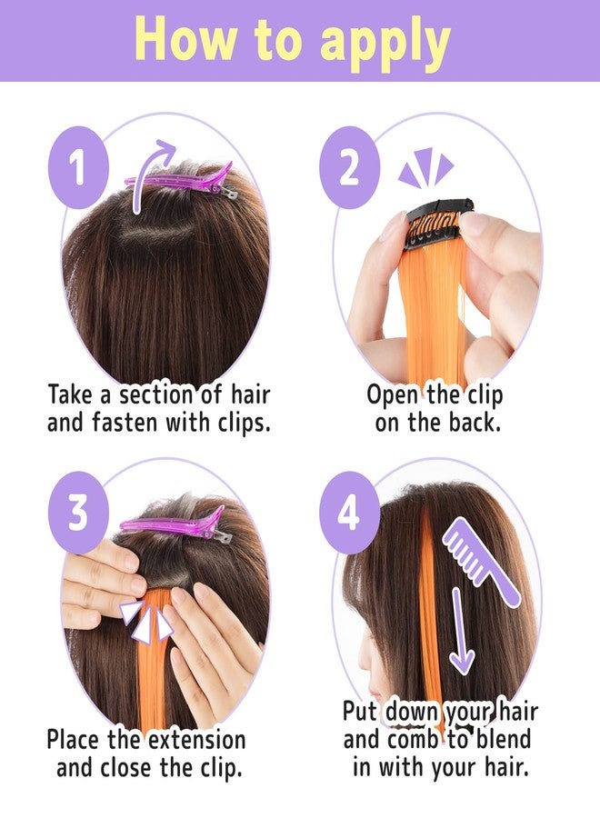 CLASSE(クラッセ) CLASSE 10Pcs Clip in colored hair extensions, 22inches colorful Party Highlights, Heat-resistant, Straight long, for Women Kids Girls, Perfect for Halloween Christmas Cosplay Gray - Image 4